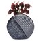 Aluminium-Casted Leaf Shaped Centerpiece Flower Table Vase, Two Tone Grey 7.5 Inch